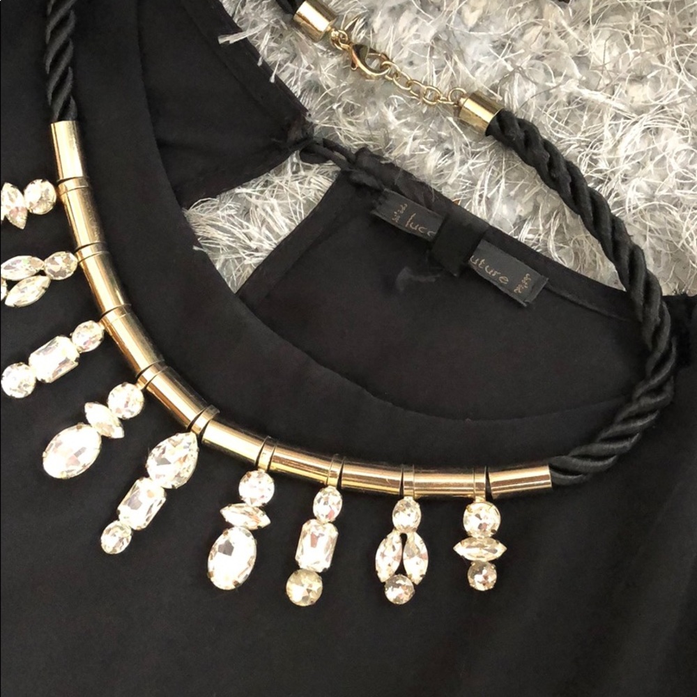 Black/Rhinestone Statement Necklace